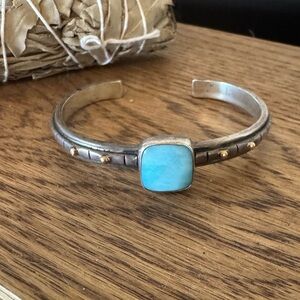 Larimar Bracelt Sterling Silver 14k Gold